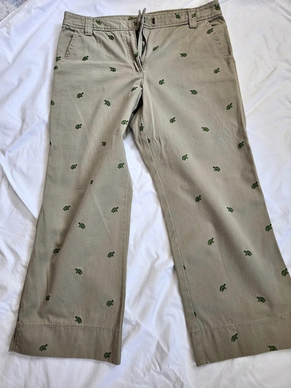 J.Crew Turtle Embroidered Chinos Capri Pants Size 10